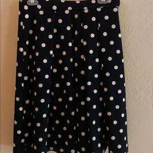 Le Lis Navy & Cream Pleated Polka Dot Skirt
